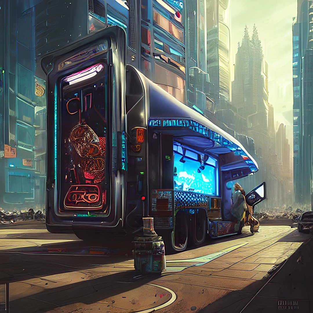 an art print of a cyber food van from admin of PWA truckercheckinc.com