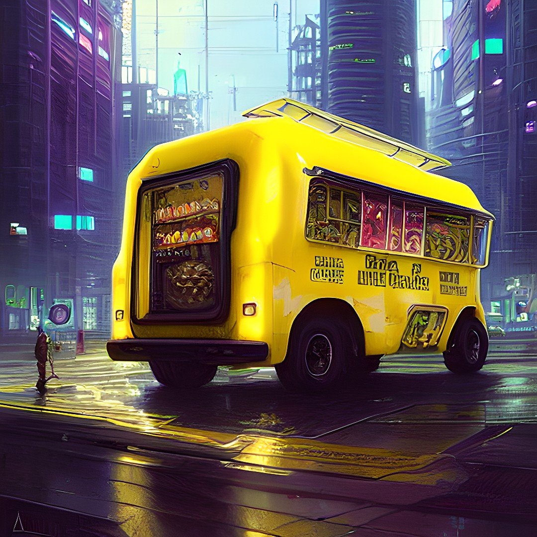 an art print of a cyber food van from admin of PWA truckercheckinc.com