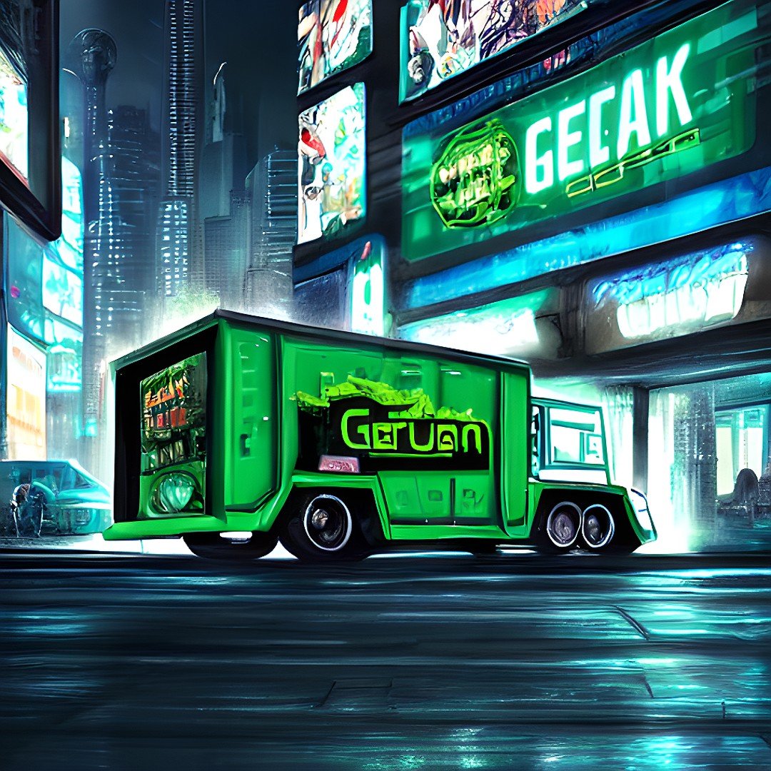 an art print of a cyber food van from admin of PWA truckercheckinc.com